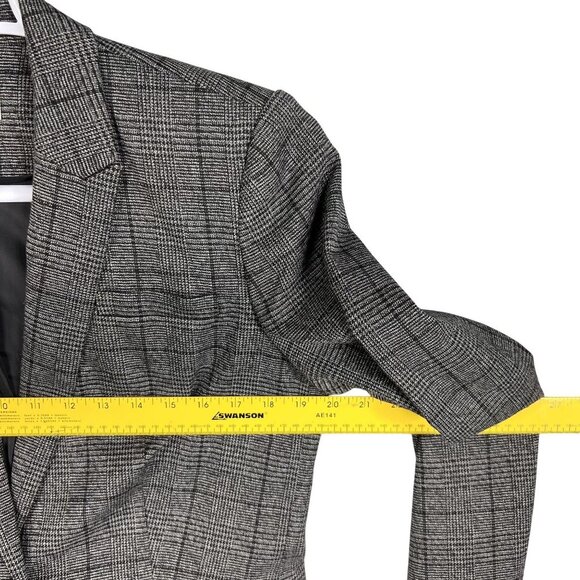 Calvin Klein Womens 10 Gray Houndstooth Windowpane Plaid Blazer Preppy Academia - Picture 9 of 15
